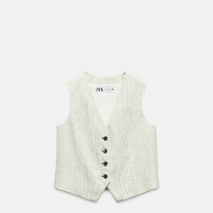Zara Cream and Black Buttoned Vest and pants